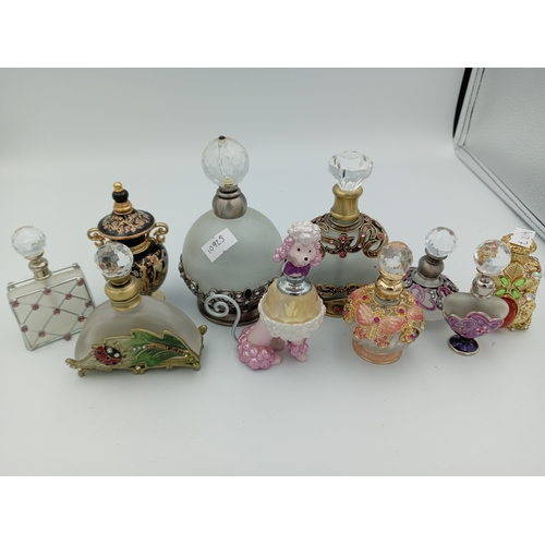 240 - Assortment Of Vintage Frosted Glass Highly Decorative Perfume Bottles