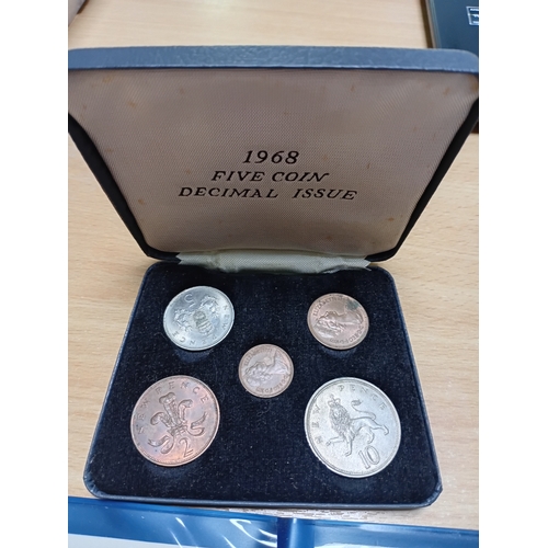 351 - A collection of uncirculated decimal and new pence coins in sleeves and cases.