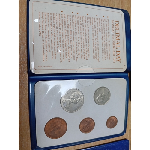 351 - A collection of uncirculated decimal and new pence coins in sleeves and cases.