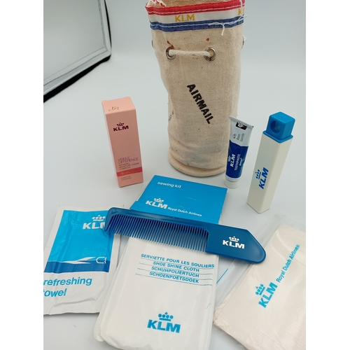38 - Vintage KLM airline travel flight toiletry kit/bag with contents