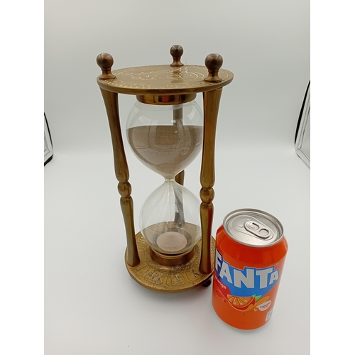 42 - Large Vintage brass zodiac hourglass with roman numerals