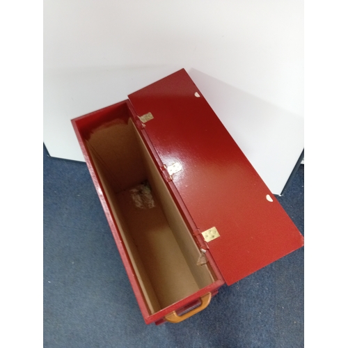 49 - A tall cerise storage box 'The Cheshire Regiment'

Height 57cm 
Width 19.2 cm 
Length Sideways 61cm