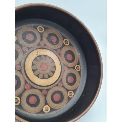 53 - 2 pieces of Denby Arabesque stoneware to include a lidded handled soup dish and a fruit/ salad bowl.