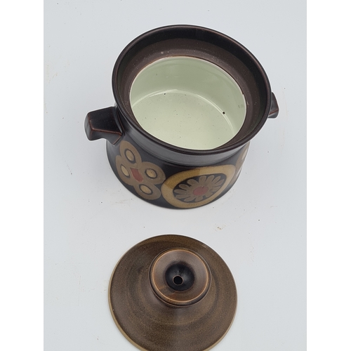 53 - 2 pieces of Denby Arabesque stoneware to include a lidded handled soup dish and a fruit/ salad bowl.
