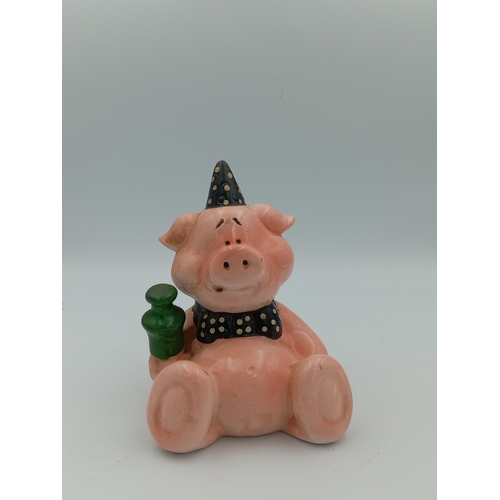 58 - A box full of pig figurines. Including a large collection of pig figures including a figure of 3 pig... 
