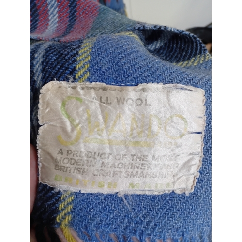 218 - A large vintage Scottish all wool Swando woollen blanket shawl a few tassels missing around the edge... 