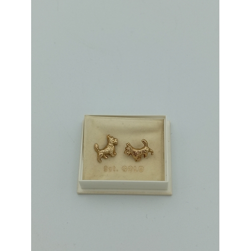 342 - A pair of 9ct Gold Scottie dog earrings.