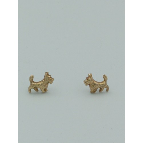 342 - A pair of 9ct Gold Scottie dog earrings.