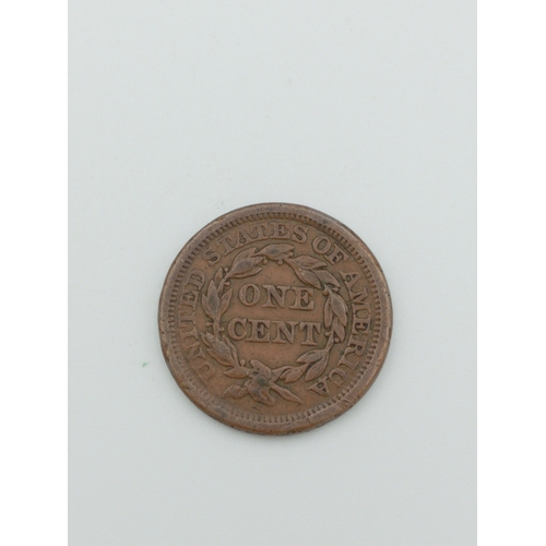378 - 1856 Braided Hair Large One Cent USA Slanted 5 High Grade Very Scarce