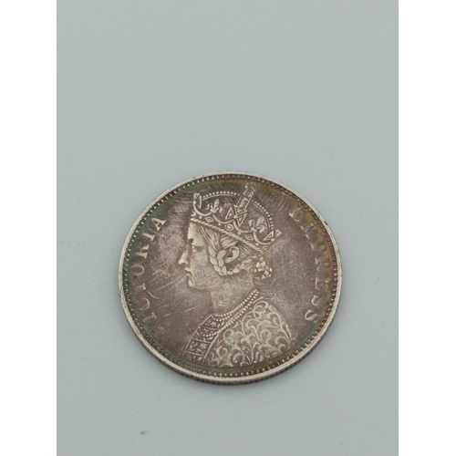 384 - 1892 India Bombay Mint One Rupee Type C Bust 1 High Grade .900 Silver