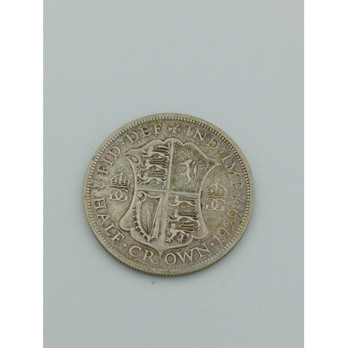 388 - 1929 George 5th .500 Silver Halfcrown.