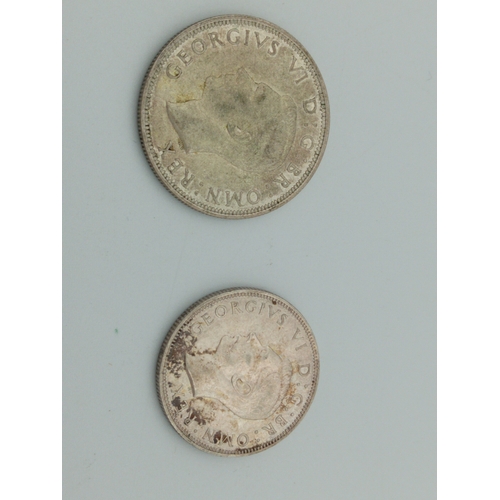 390 - 2x George 6th. 500 Silver Coin Both High Grades. 1x 1944 Half crown, 1x 1941 Florin.