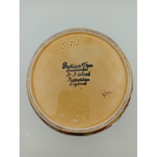 3 - A ceramic vase, with a design of the Indian trees, hand painted by H. J. Wood. In England. (Height: ... 