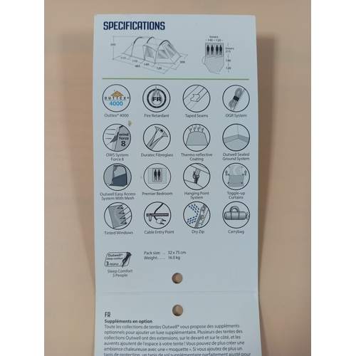 8 - A Outwell Nevada 4 tent, sleeps 3 people. (H 200cm x D 485cm x W 300cm) Only used once for a night i... 