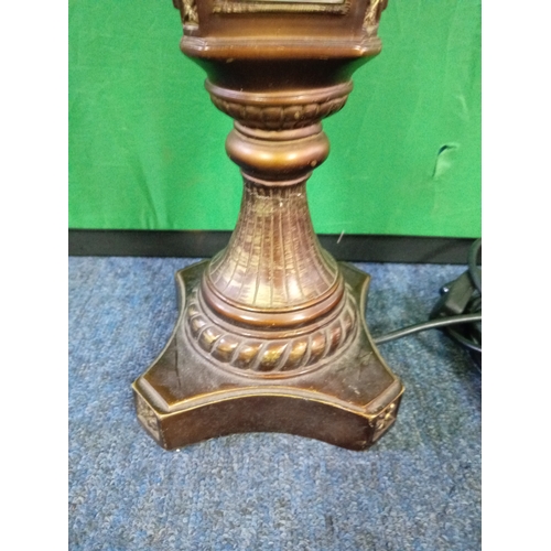 9 - A vintage table lamp set with four mirrors . (H 50cm)