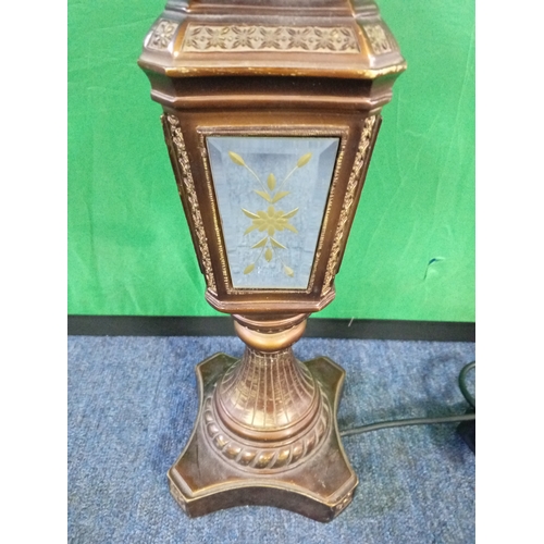 9 - A vintage table lamp set with four mirrors . (H 50cm)