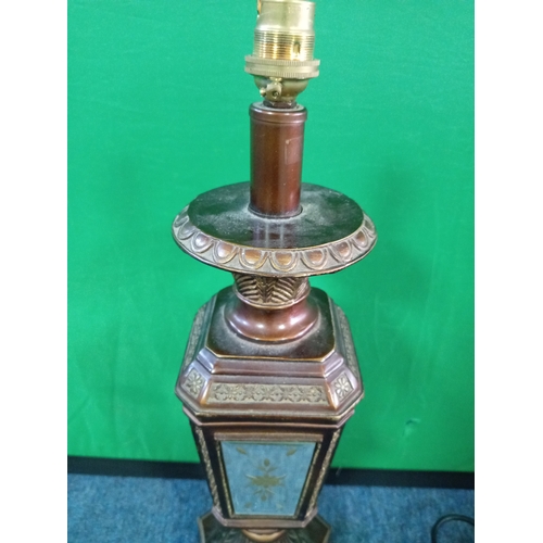 9 - A vintage table lamp set with four mirrors . (H 50cm)