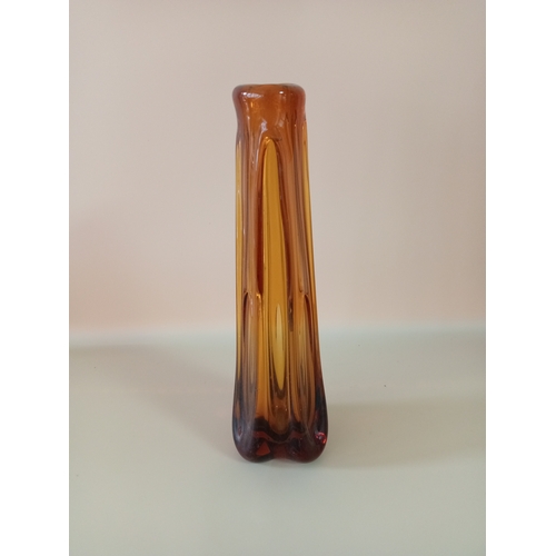 17 - Amber glass set, containing 2 goblets, 2 bowls, vase, and a jug