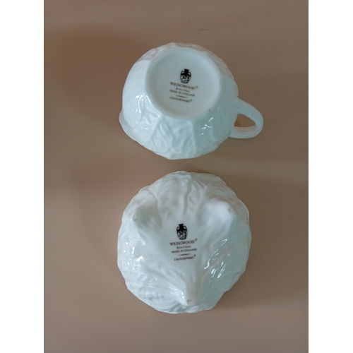 18 - WedgeWood bone China tea set + Coalport oil cruet and sugar bowls