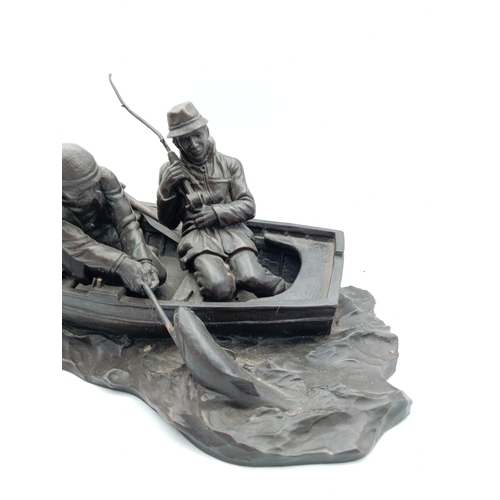 19 - Roland Chadwick Heredities 'The Anglers' cold cast bronze Sculpture