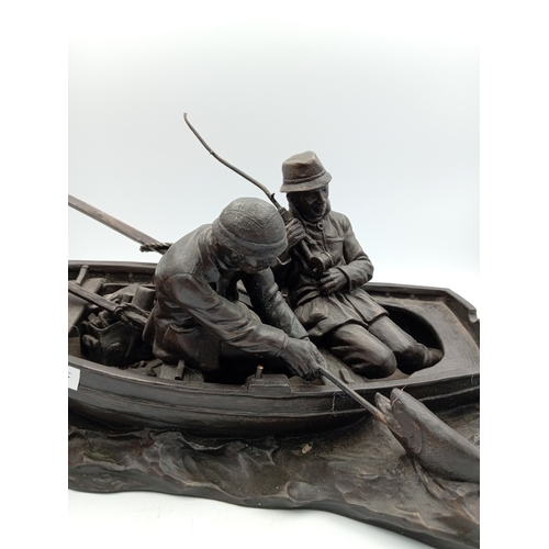19 - Roland Chadwick Heredities 'The Anglers' cold cast bronze Sculpture