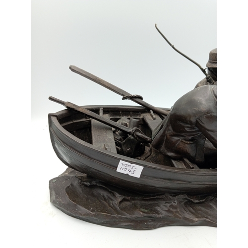 19 - Roland Chadwick Heredities 'The Anglers' cold cast bronze Sculpture