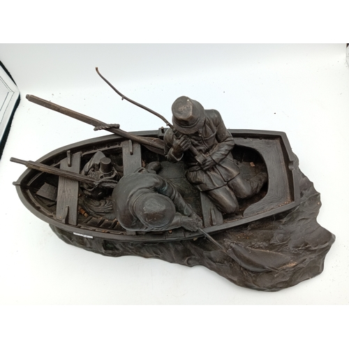 19 - Roland Chadwick Heredities 'The Anglers' cold cast bronze Sculpture