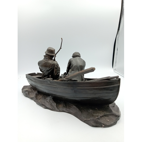19 - Roland Chadwick Heredities 'The Anglers' cold cast bronze Sculpture