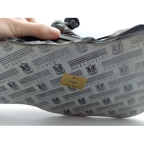 19 - Roland Chadwick Heredities 'The Anglers' cold cast bronze Sculpture