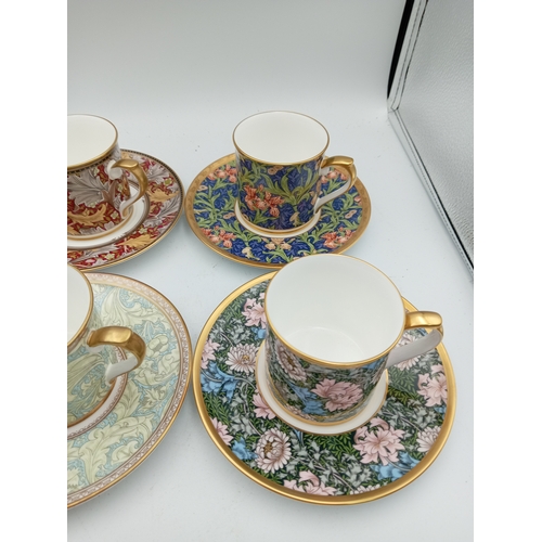 22 - William Morris Victoria & Albert museum Floral Fine China Cups & Saucers Set Of 6