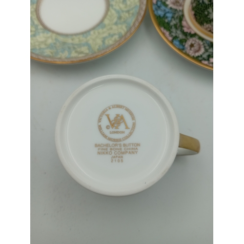 22 - William Morris Victoria & Albert museum Floral Fine China Cups & Saucers Set Of 6