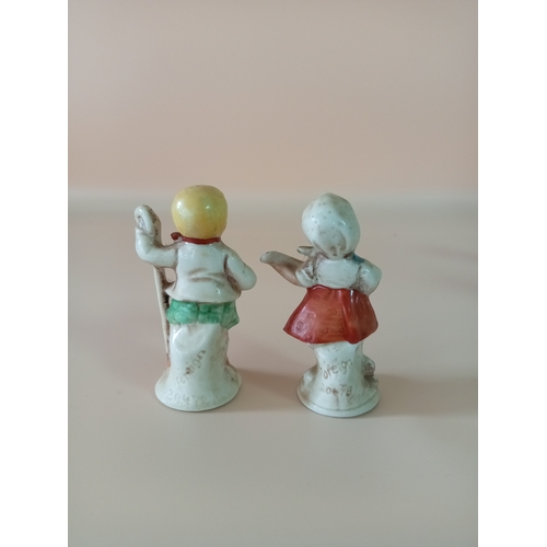 23 - Hummel ceramic figures, 4 kids playing with animals and 2 playing with instruments, made in occupied... 