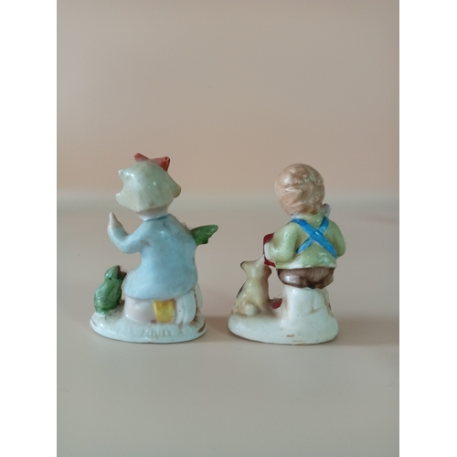 23 - Hummel ceramic figures, 4 kids playing with animals and 2 playing with instruments, made in occupied... 