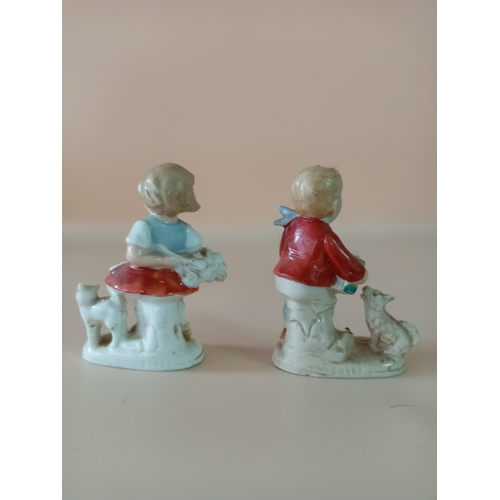 23 - Hummel ceramic figures, 4 kids playing with animals and 2 playing with instruments, made in occupied... 
