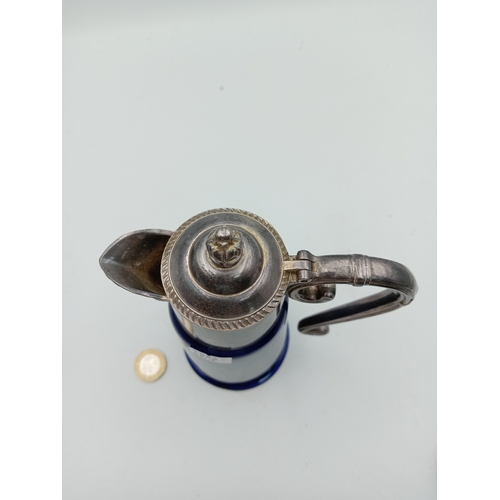 25 - Vintage Wade Falstaff Cobalt Blue Claret Jug Silver Plated Handle