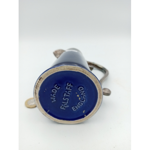 25 - Vintage Wade Falstaff Cobalt Blue Claret Jug Silver Plated Handle