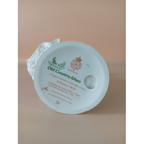 30 - Royal Worcester Old country ways 'a farmers wife' fine bone china lady figurine