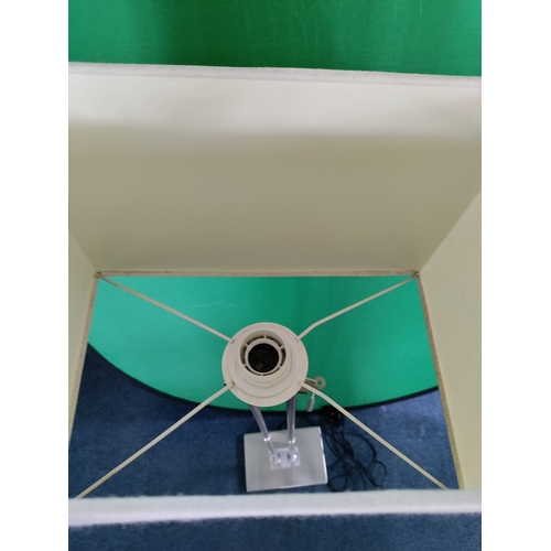 52 - Tall metal lamp with a white lamp shade - no light bulb