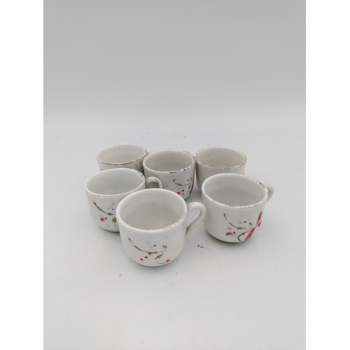 55 - Miniature Victorian ceramic tea set with floral patterns - including miniature spoons, 6 tea cups, 1... 