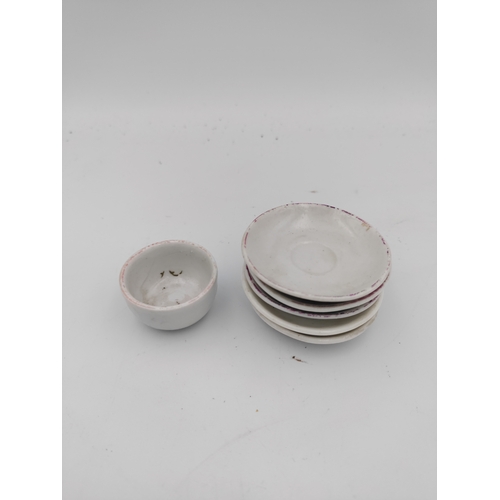 55 - Miniature Victorian ceramic tea set with floral patterns - including miniature spoons, 6 tea cups, 1... 