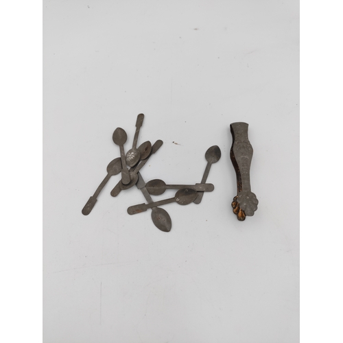 55 - Miniature Victorian ceramic tea set with floral patterns - including miniature spoons, 6 tea cups, 1... 