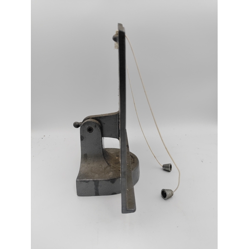 56 - Vintage Cast iron recipe book stand, plus a 2lb brass bell weight