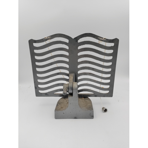 56 - Vintage Cast iron recipe book stand, plus a 2lb brass bell weight