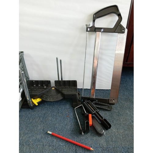 58 - A mixed collection of door letters, a small storage box, a pair of safety glasses, picture hooks, a ... 