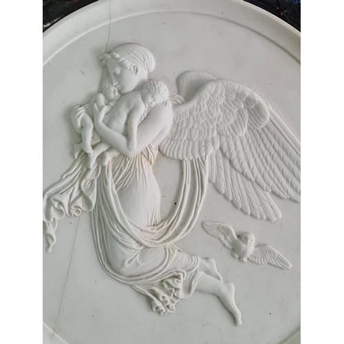 60 - 19th Century Eneret B & C (Bing & Grøndahl) Parian plaque in wooden frame with classical Bisque reli... 