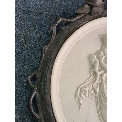 60 - 19th Century Eneret B & C (Bing & Grøndahl) Parian plaque in wooden frame with classical Bisque reli... 