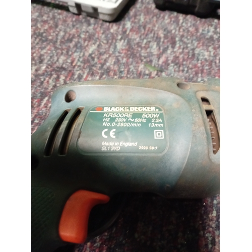 3 - A black & decker corded electric hammer drill, bits & screws & a faulty black & decker screwdriver s... 