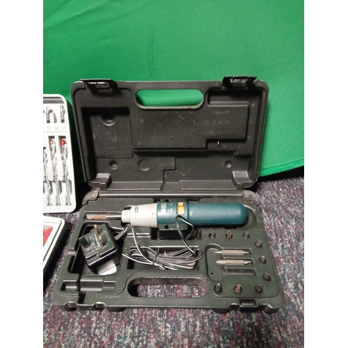 3 - A black & decker corded electric hammer drill, bits & screws & a faulty black & decker screwdriver s... 