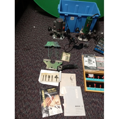 5 - A pair of plunge routers. To include a bosch, a performance power, instructions, router bits, etc...