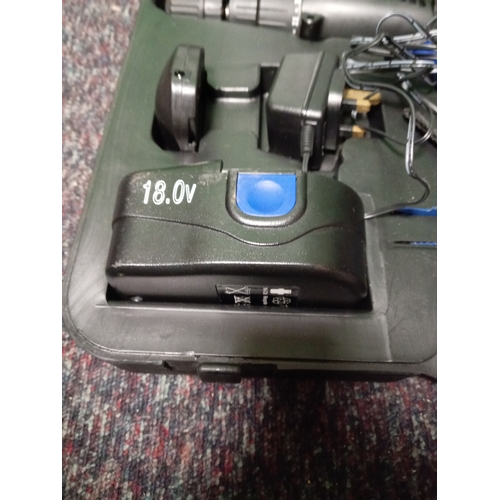 14 - A nutool cordless tool set. To include  a cordless drill, a reciprocating saw, a torch, and two batt... 